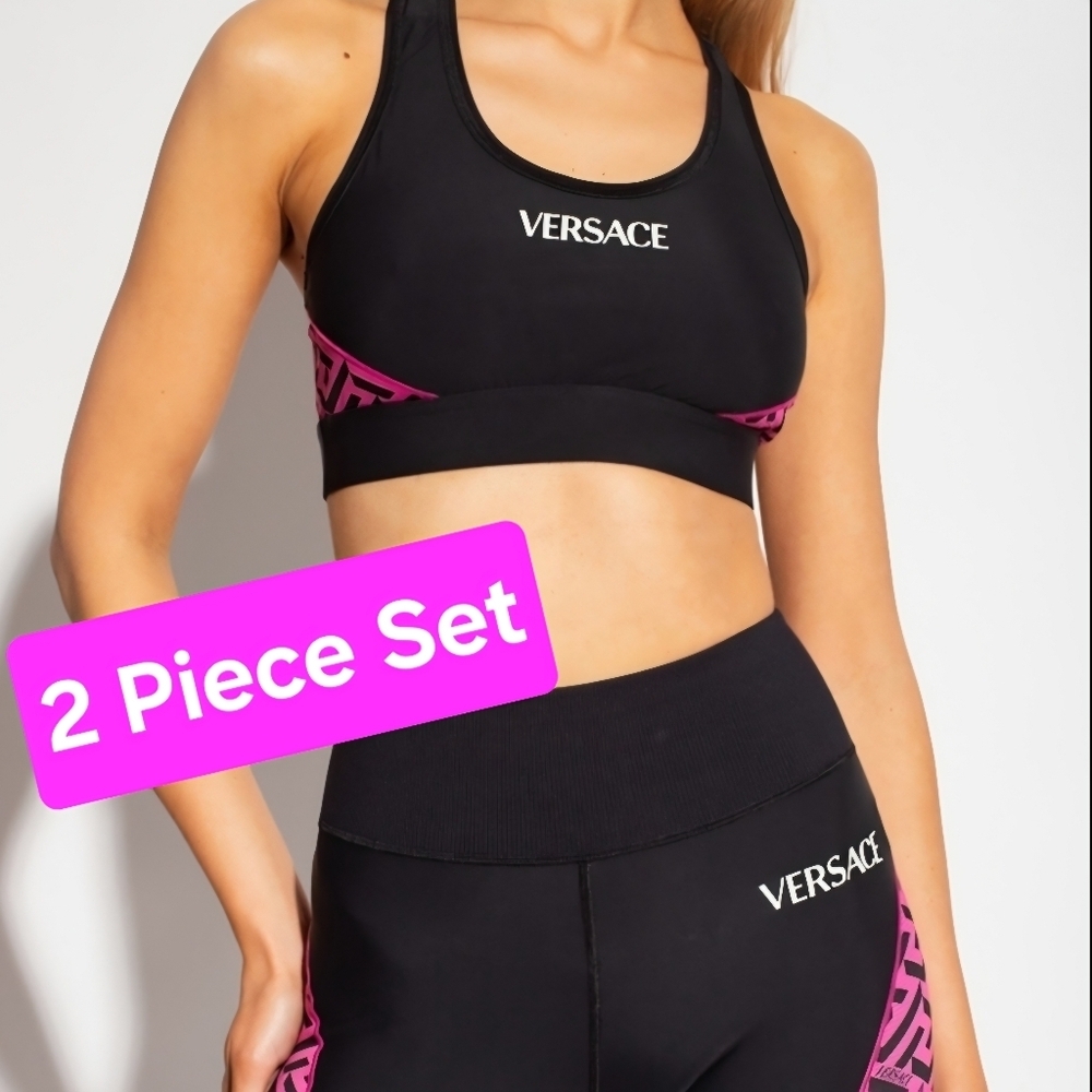 VERSACE Greca Signature Sports Bra & Versace Cycling Shorts SET (2 PIECES) NWT